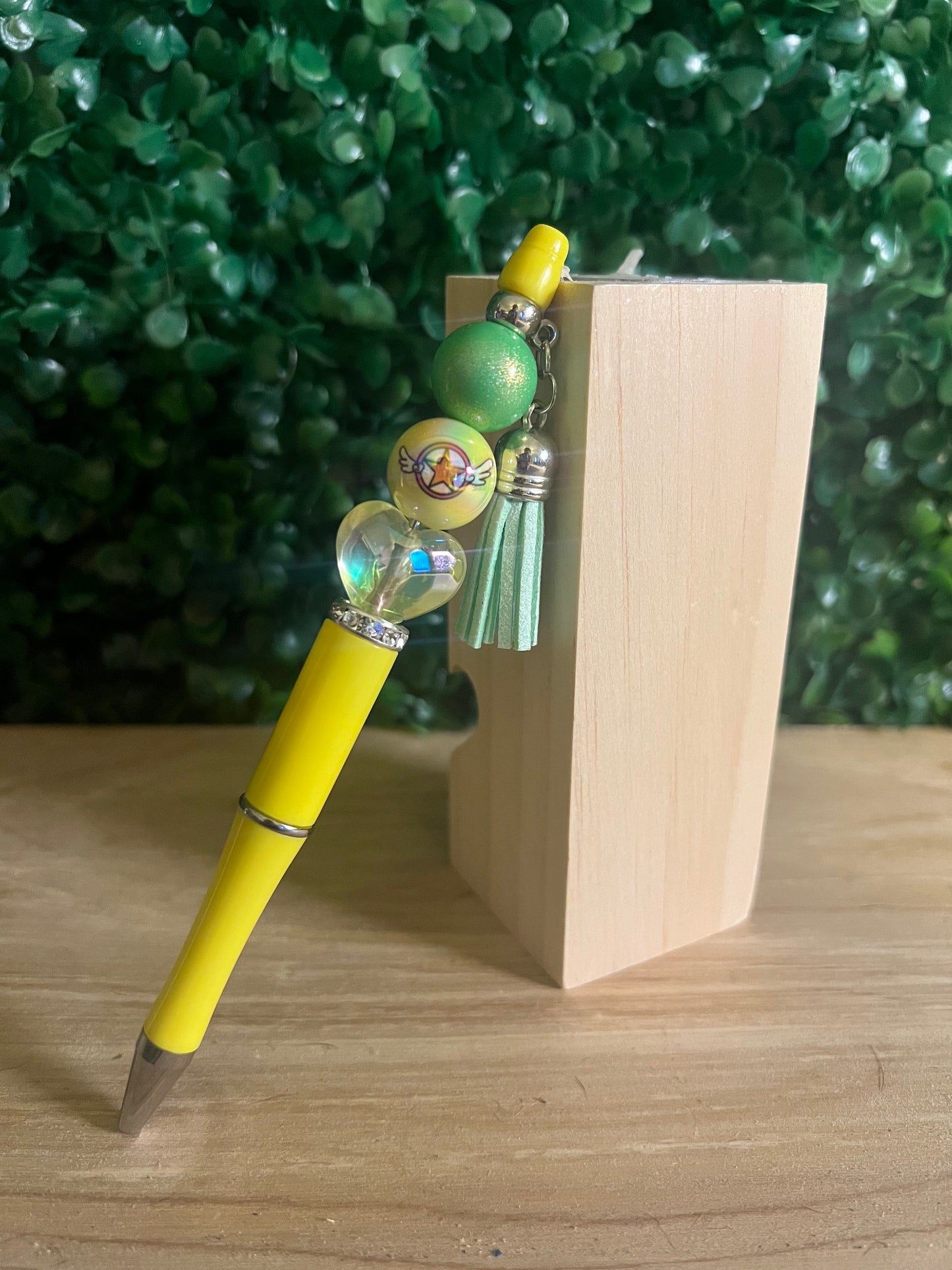 Refillable Sailor Moon Yellow Beaded Pen with Yellow Star Focal Bead